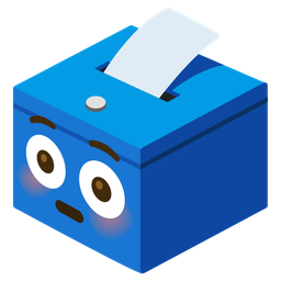 ballot box with ballot and flushed face
