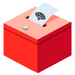 ballot box with ballot and folding hand fan