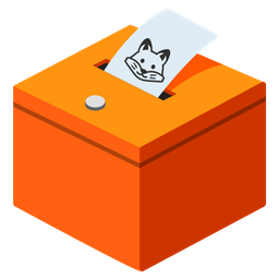 ballot box with ballot and fox