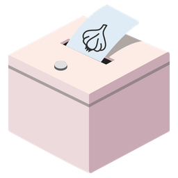 ballot box with ballot and garlic