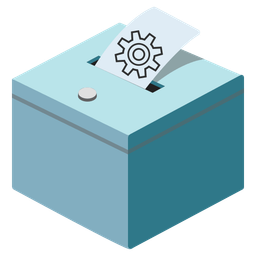 ballot box with ballot and gear