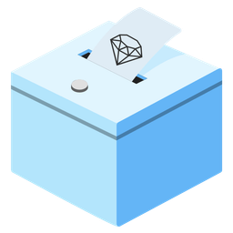 ballot box with ballot and gem stone