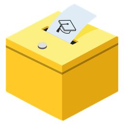 ballot box with ballot and graduation cap