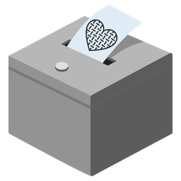 ballot box with ballot and grey heart