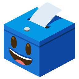 Ballot box with ballot and Grinning face with big eyes