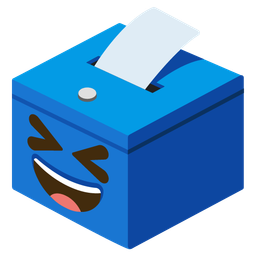 Ballot box with ballot and Grinning squinting face