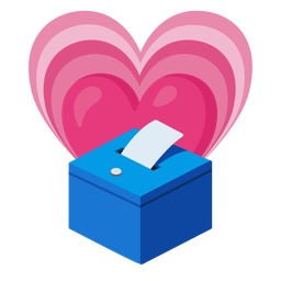 ballot box with ballot and growing heart
