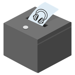 ballot box with ballot and headphone