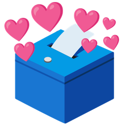 ballot box with ballot and heart with arrow