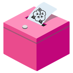 ballot box with ballot and hibiscus