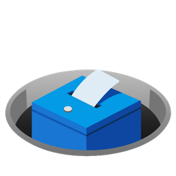 ballot box with ballot and hole