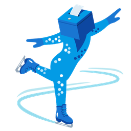 ballot box with ballot and ice skate