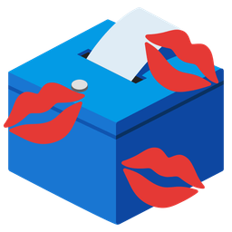 ballot box with ballot and kiss mark