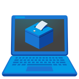 ballot box with ballot and laptop