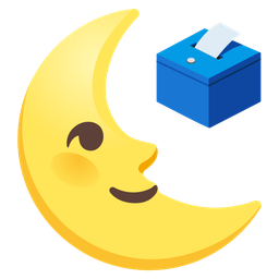 ballot box with ballot and last quarter moon face