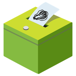 ballot box with ballot and leafy green