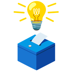 ballot box with ballot and light bulb