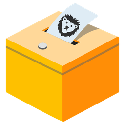 ballot box with ballot and lion