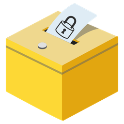 ballot box with ballot and locked