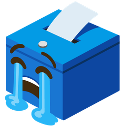 ballot box with ballot and loudly crying face