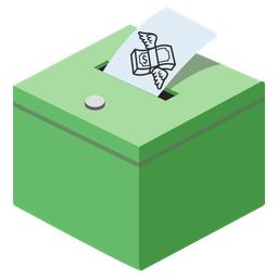 ballot box with ballot and money with wings