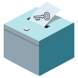 ballot box with ballot and old key