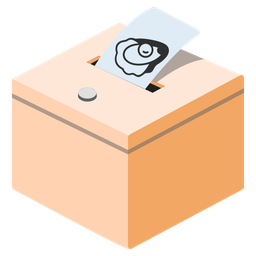 ballot box with ballot and oyster