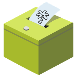 ballot box with ballot and palm tree