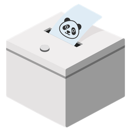 ballot box with ballot and panda