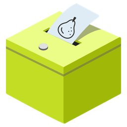 ballot box with ballot and pear