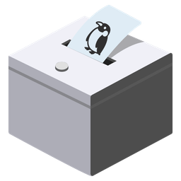 ballot box with ballot and penguin