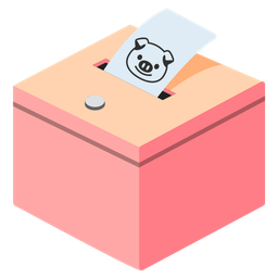 ballot box with ballot and pig face