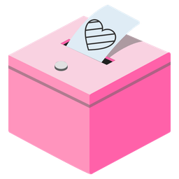 ballot box with ballot and pink heart