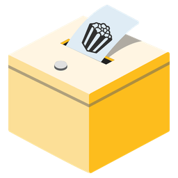 ballot box with ballot and popcorn