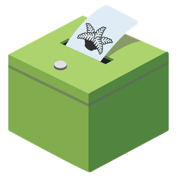 ballot box with ballot and potted plant