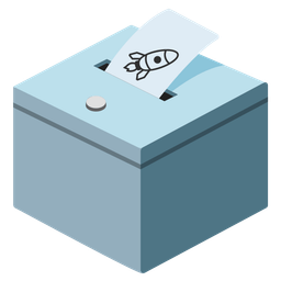 ballot box with ballot and rocket