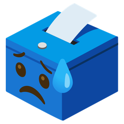 ballot box with ballot and sad but relieved face