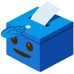 ballot box with ballot and saluting face