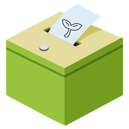 ballot box with ballot and seedling