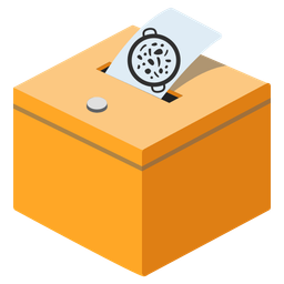 ballot box with ballot and shallow pan of food
