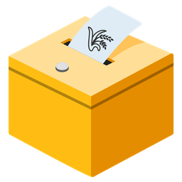 ballot box with ballot and sheaf of rice