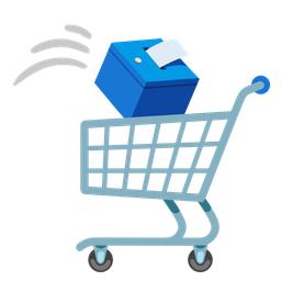ballot box with ballot and shopping cart