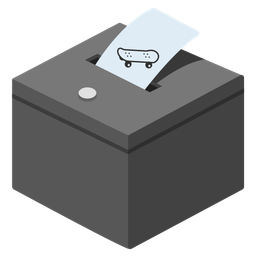 ballot box with ballot and skateboard