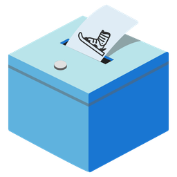 ballot box with ballot and skis