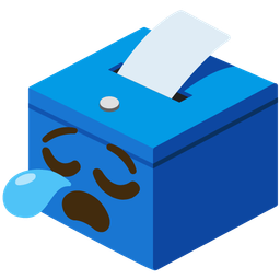 ballot box with ballot and sleepy face