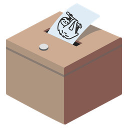 ballot box with ballot and sloth