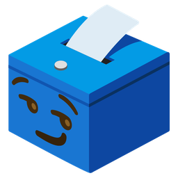 ballot box with ballot and smirking face