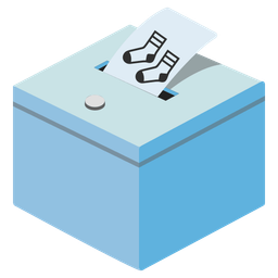ballot box with ballot and socks