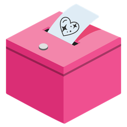 ballot box with ballot and sparkling heart