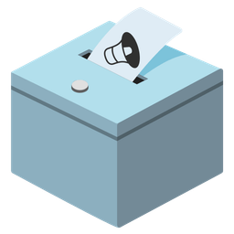ballot box with ballot and speaker low volume